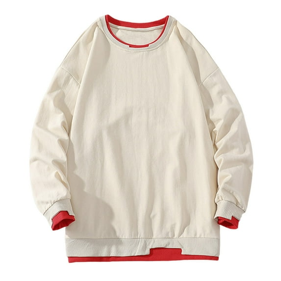 Mens Big and Tall Sweatshirt, Long Sleeve Pullover for Men Fall Fashion Loose Fit Solid Color Crewneck Sweatshirts S-3XL