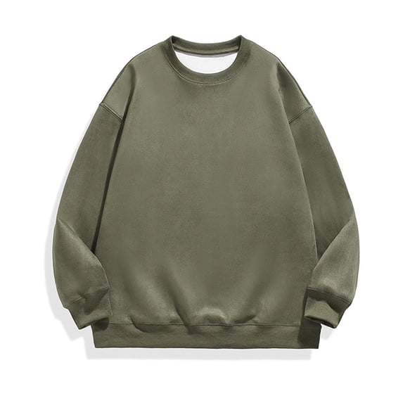 Mens Big and Tall Sweatshirts Plus Size M-5X Casual Suede-Velvet Long Sleeve Crewneck Tops Basic Solid Color Loose Comfort Pullover T-Shirts