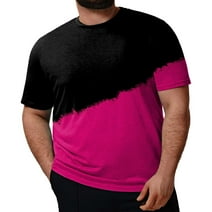 Mens Big and Tall T Shirts Men Fashion Spring Summer Casual Large Size Short Sleeve O Neck Printed T (Hot Pink, XXXXXL)