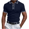 thumbnail image 1 of Mens Big and Tall T-Shirts, Short Sleeve Shirts for Men Summer Business Casual Solid Color Button Up Lapel Tshirts, 1 of 4