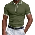thumbnail image 1 of Mens Big and Tall T-Shirts, Short Sleeve Shirts for Men Summer Business Casual Solid Color Button Up Lapel Tshirts, 1 of 4
