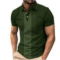 thumbnail image 1 of Mens Big and Tall T-Shirts, Short Sleeve Shirts for Men Summer Business Casual Solid Color Lapel Button Up Tshirts, 1 of 4