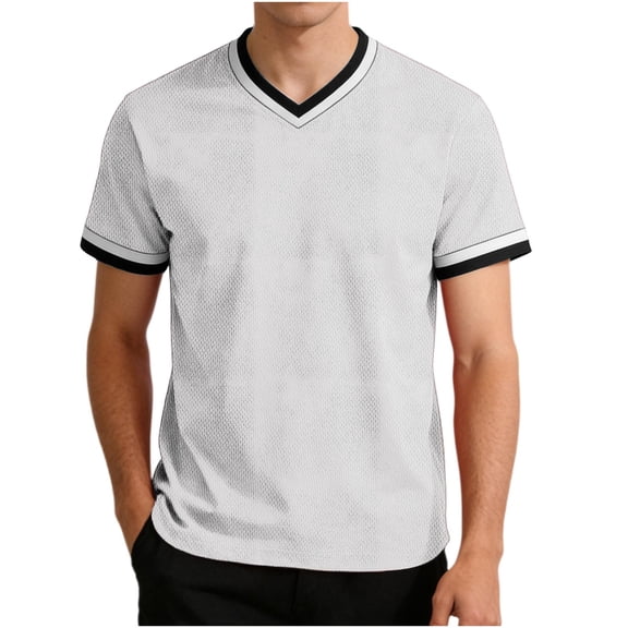 Mens Big and Tall T-Shirts, Short Sleeve Shirts for Men Summer Fashion Solid Color V Neck Tshirts Fathers Day Gifts