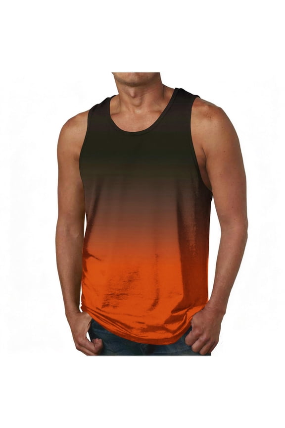 Mens Big and Tall Tank Tops, Sleeveless Shirts for Men Summer Fashion Loose Fit Ombre Tie Dye Crewneck Shirt Tanks