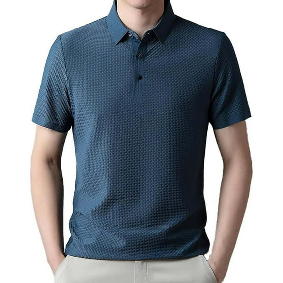 Mens Big and Tall Tops, Short Sleeve Shirts for Men Business Casual Vintage Solid Color Button Up Lapel T-Shirts