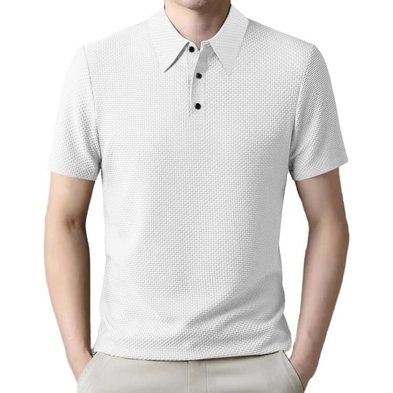 Mens Big and Tall Tops, Short Sleeve Shirts for Men Business Casual Vintage Solid Color Button Up Lapel T-Shirts