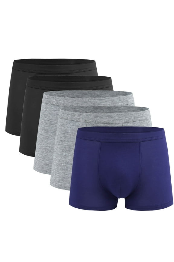 Mens Big and Tall Underwear 5 Pack Plus Size L-4X Boxer Briefs Classic Solid Color Breathable Stretchy Slim Mid Waisted Athletic Workout Boxers