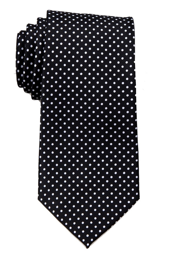 Mens Big and Tall XLPolka Dot Necktie - Black
