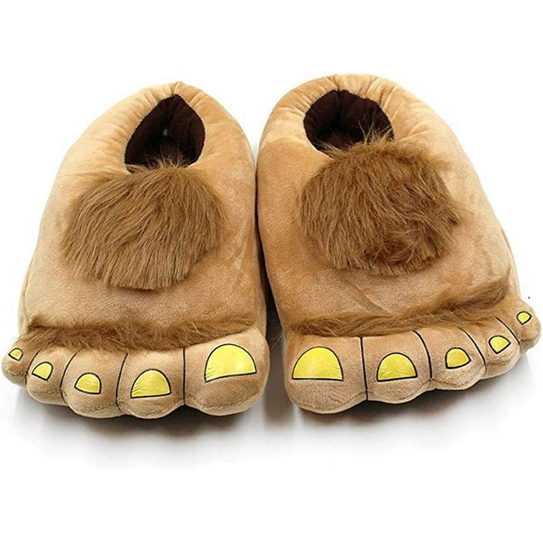 Mens Bigfoot Furry Monster Novelty Slippers Furry Monster