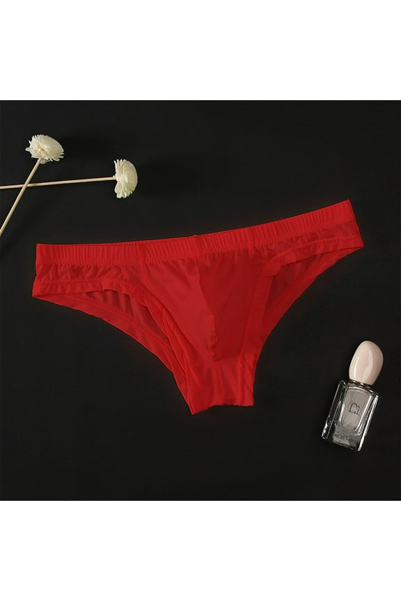 Mens Bikini Underwear Soft Lightweight Thong G-String Briefs Cotton Underwear for Women Seamless Red 3XL