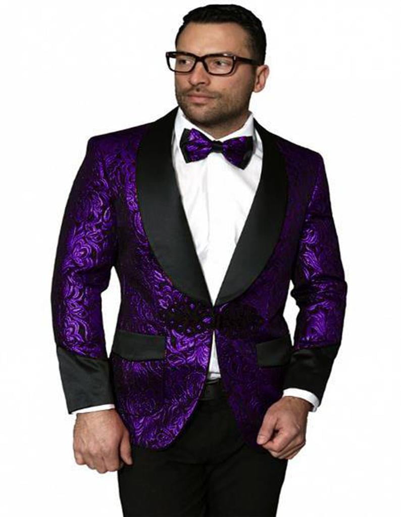 Mens Black And Purple Tuxedo Dinner Jacket Paisley Pattern - Walmart.com, image size:794x1023