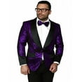thumbnail image 1 of Mens Black And Purple Tuxedo Dinner Jacket Paisley Pattern, 1 of 1