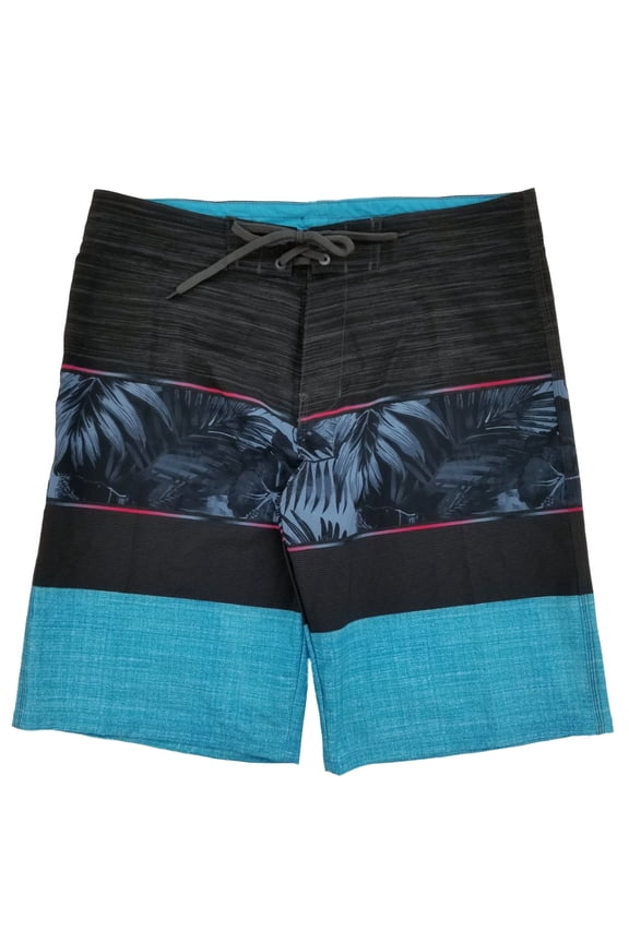 Mens Black & Blue Tropical Hawaiian Board Shorts Surf Shorts Swim Trunks 28