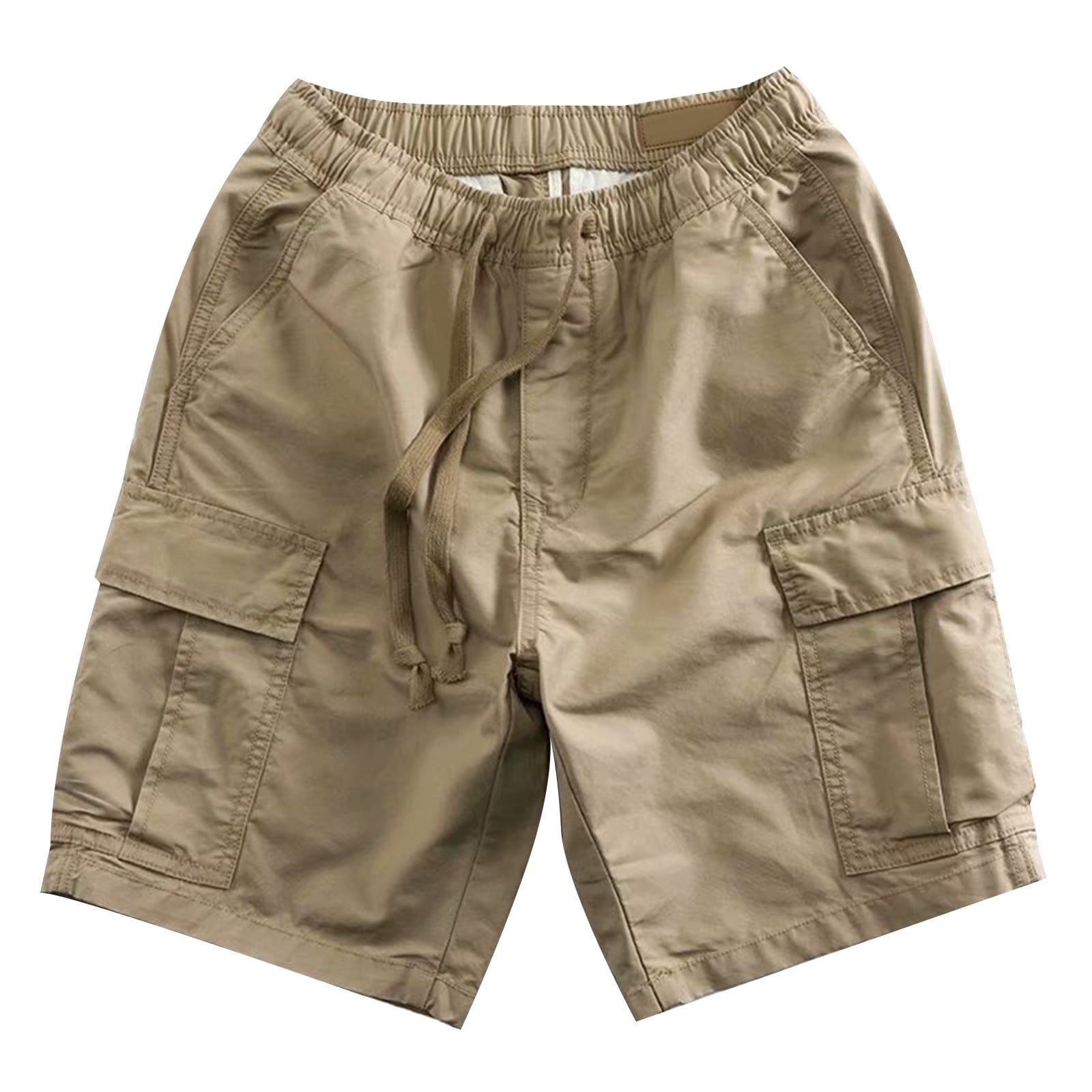 Mens Black Cargo Shorts Elastic Waistband Drawstring Plus Size Shorts ...