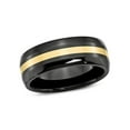thumbnail image 1 of Mens Black Ceramic Wedding Band Ring 8mm with 14K Yellow Gold Inlay for Men, 1 of 6