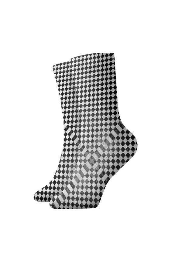 Mens Black Checkered Novelty Ankle Socks Womens Comfort Casual Quarter Socks