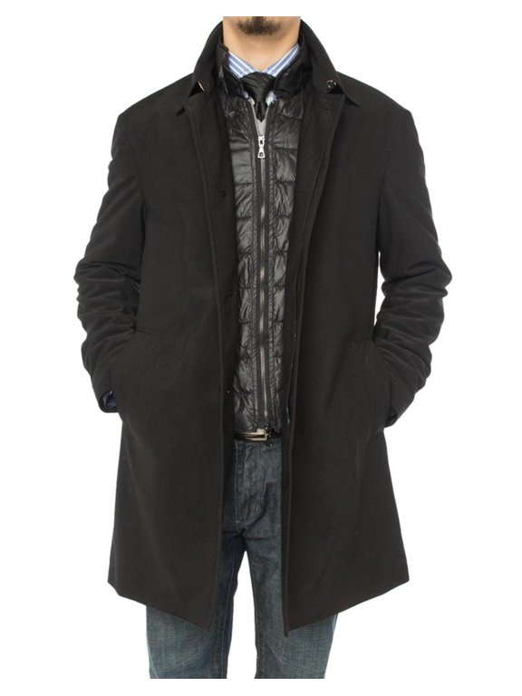 Mens Black Coat Luciano Natazzi Insulated Lining Walker