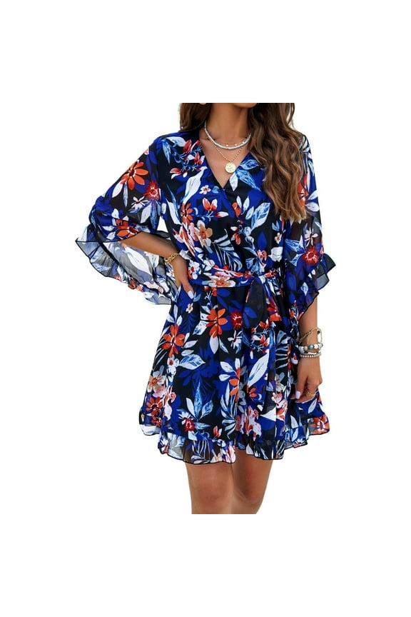 Mens Black Dress Socks, Hawaiian Wedding Guest Vintage Floral V Neck Half Sleeve Tunic Casual Mini Smocked Dress Women Jumpsuits Dresses For 1950S Modest Dresses Shirt Dresses (S, Black) ZMTing