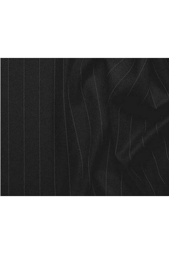 Mens Black Fine Pinstripe Suit 3 Piece Regular Fit Vinci V2RS-7