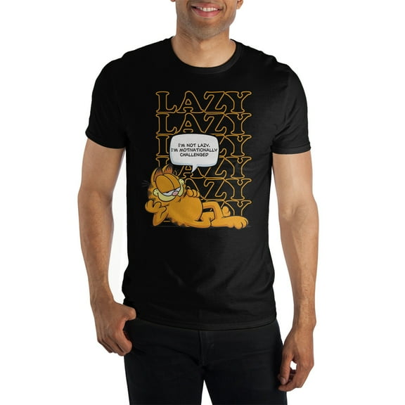 Mens Black Garfield Classic Cartoon Short Sleeve Shirt-M