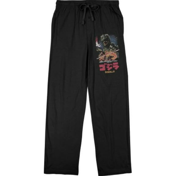 Mens Black Godzilla Classic Monster Movie Sleep Pajama Pants-M