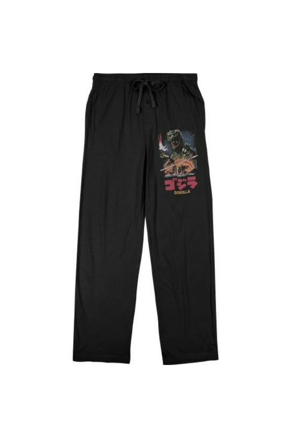 Mens Black Godzilla Classic Monster Movie Sleep Pajama Pants-S