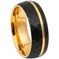 thumbnail image 1 of Mens Black & Gold Faceted Tungsten Carbide Wedding Band - 8mm Comfort Fit Trim Grooved Dome Tungsten Anniversary Ring #860s12, 1 of 6
