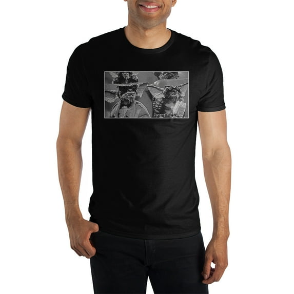 Mens Black Gremlins Classic Horror Movie Short Sleeve Graphic Tee-M