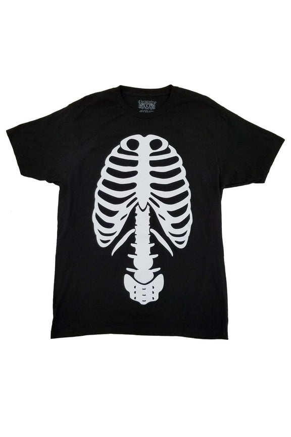 Mens Black Halloween Skeleton Graphic Costume T-Shirt Large