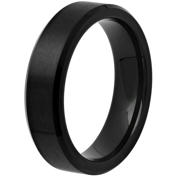 Mens Black IP Cobalt Satin Finish Wedding Band - Mens Ring