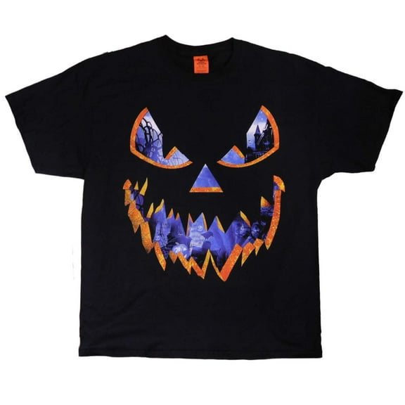 Mens Black Jack-O-Lantern Graveyard Halloween T-Shirt Haunted Pumpkin Tee Small