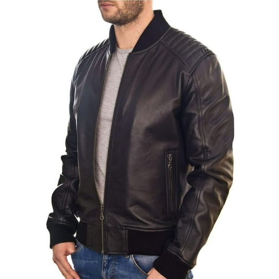 Mens Black Lambskin Biker Style Leather Jacket
