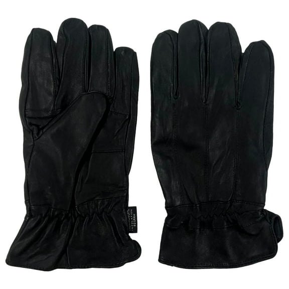 Mens Black Leather Gloves Insulated Fleece Lining X-Large