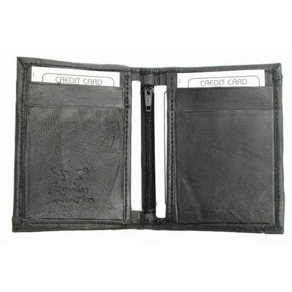 Mens Black Leather Lamb Mini Bifold Wallet #779