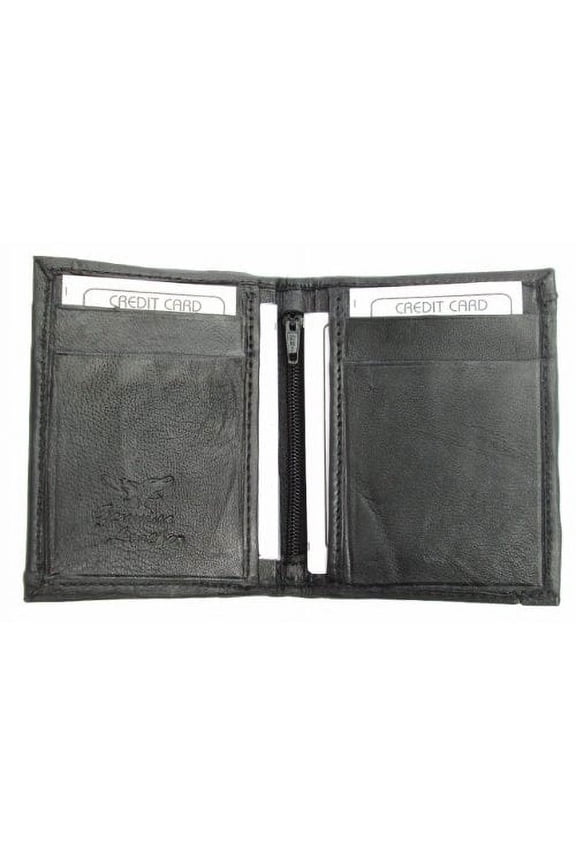 Mens Black Leather Lamb Mini Bifold Wallet #779