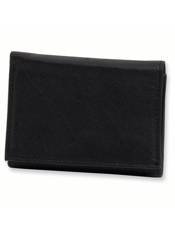Mens Black Leather Tri-fold Wallet GP2051