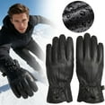 thumbnail image 1 of Mens Black Leather Winter Gloves Warm Fleece Lined Driving Dress Handwear For Cold Weather Daily Outdoor Activity,Leather Driving Gloves,Fleece Lined Winter Mittens,1 Pair,Black, 1 of 9