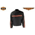 thumbnail image 1 of Mens Black Light Textile Motorcycle Jacket with Dual Orange Stripes Design - Extra Large, 1 of 1
