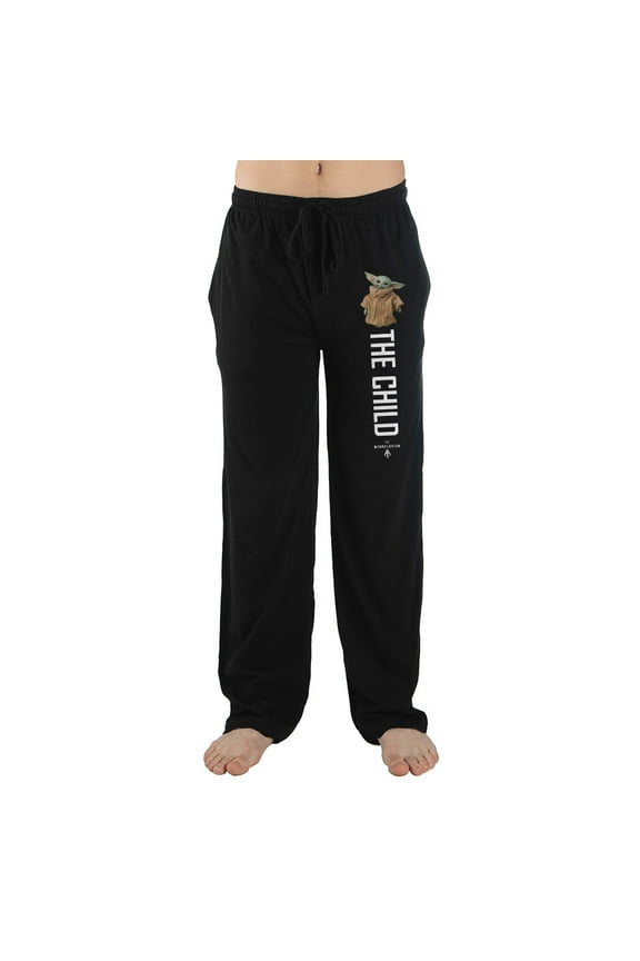 Mens Black Mandalorian Baby Grogu The Child Sleep Pajama Pants-X-Large