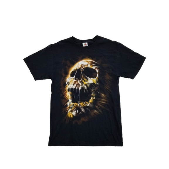 Mens Black Mummy Skull Graphic Halloween T-Shirt X-Large