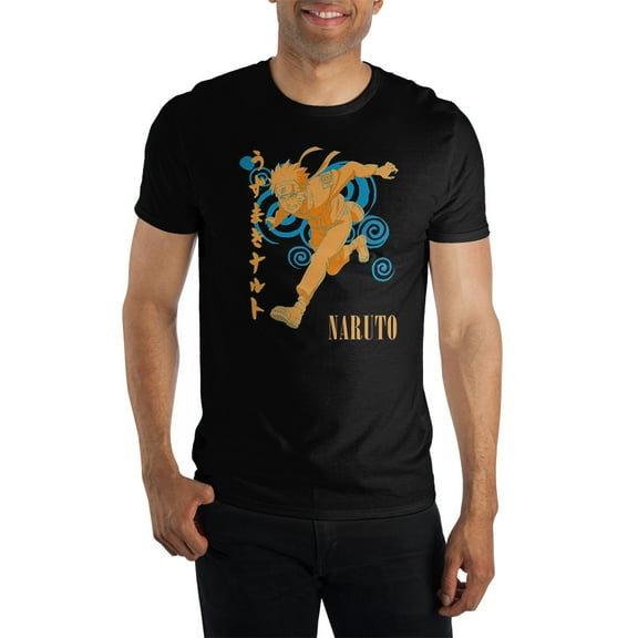Mens Black Naruto Anime Cartoon Short Sleeve Graphic Tee-3XL