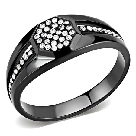 Mens Black Octagon Rings Stainless Steel Anillo Negro Compromiso Regalo Para Hombre Acero Inoxidable