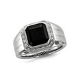 thumbnail image 1 of Mens Black Onyx Ring with Accent Diamonds in Rhodium Plated Sterling Silver for Men, 1 of 5