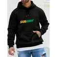 thumbnail image 1 of Mens Black Oversized Graphic Hoodies Sweatshirts Fall Fashion 2025 Long Sleeve Pocket Pullover Unisex Sweaters Winter Casual Clothes Subway Logo Colorful Text Design Casual Wearers Gift For Men And W, 1 of 7