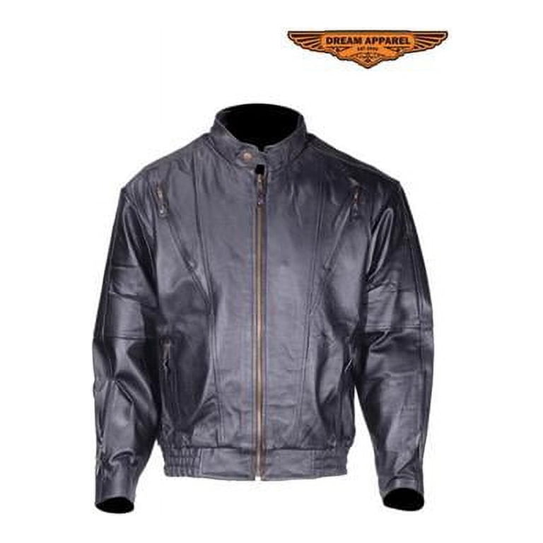 Mens Black Pig Skin Leather Lightweight Racer Jacket - Size 42 
