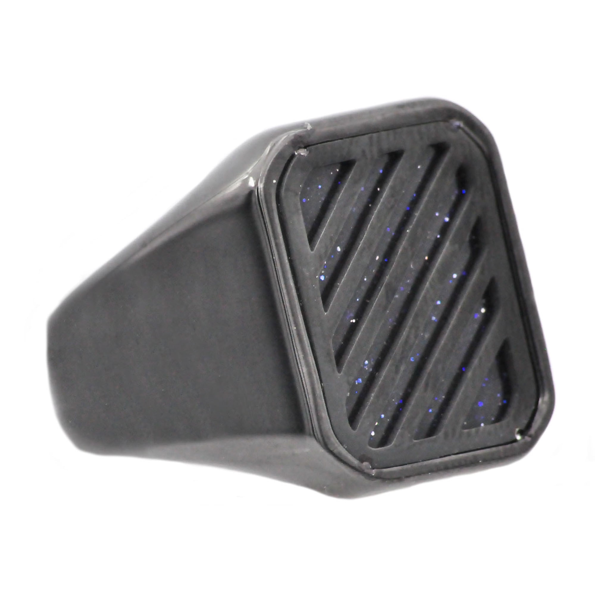 Mens Black Plated Labradorite Stainless Steel Ring