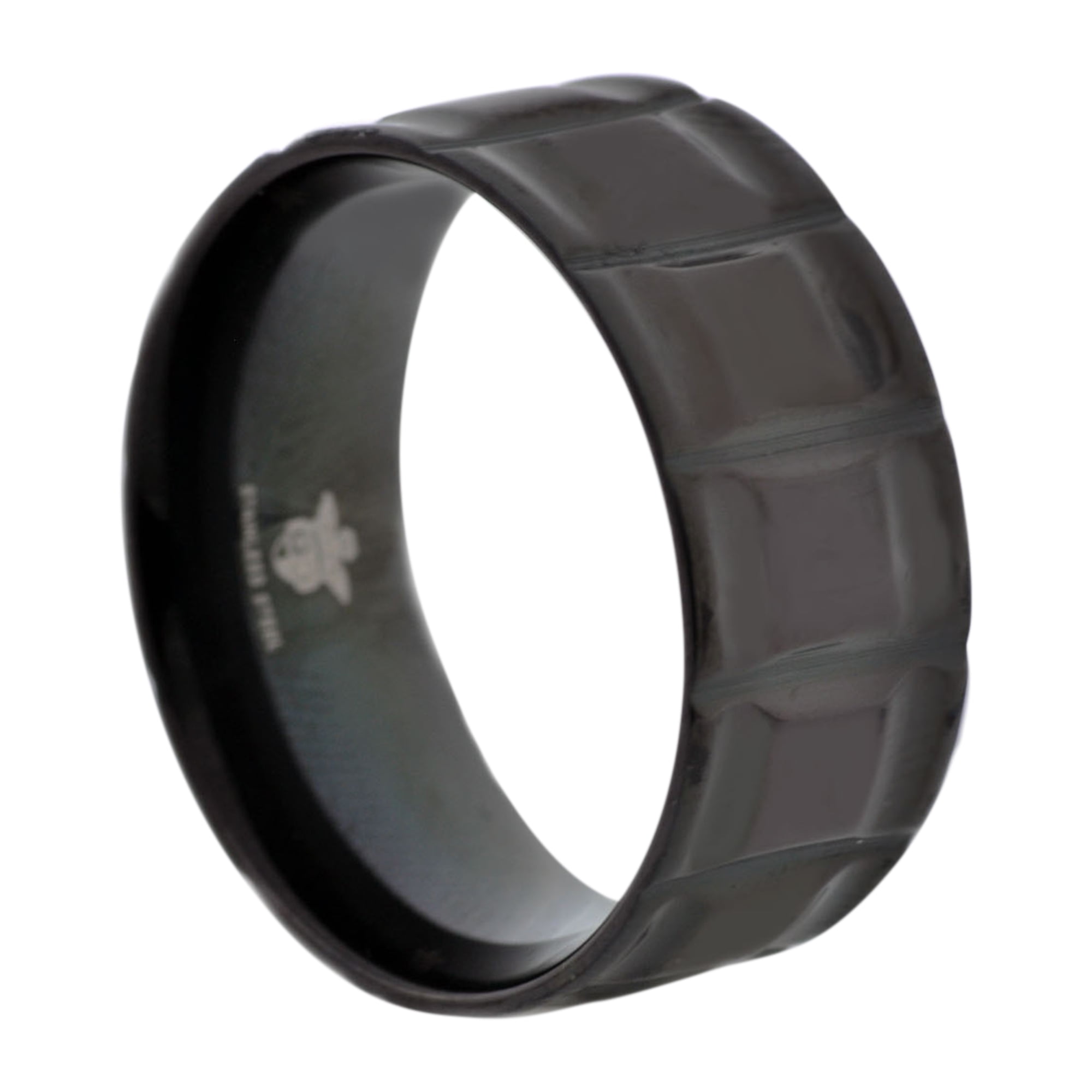 Mens Black Plated Stainless Steel Band.