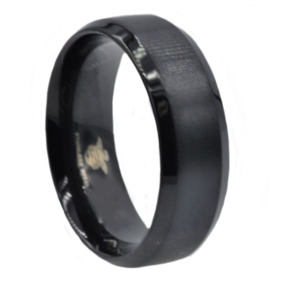 Mens Black Plated Stainless Steel Band