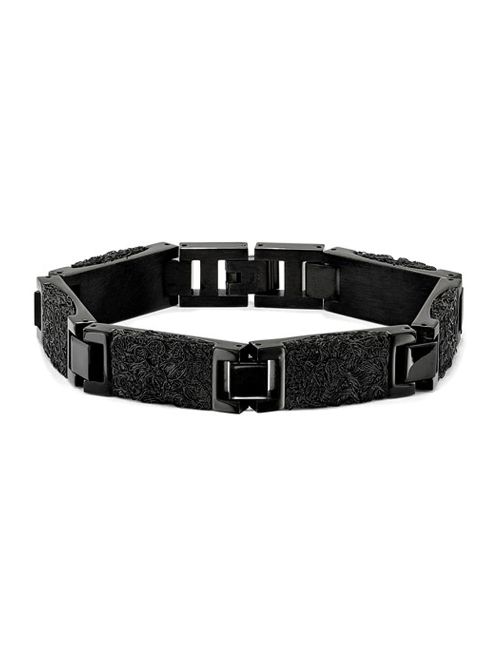 Gem & Harmony Mens Black Plated Stainless Steel Bracelet (8.50 inches) for Men