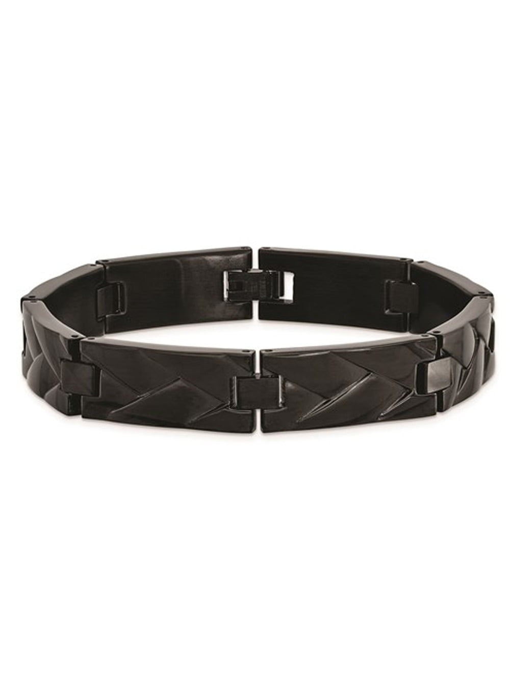 Gem & Harmony Mens Black Plated Stainless Steel Bracelet (9.00 inches) for Men